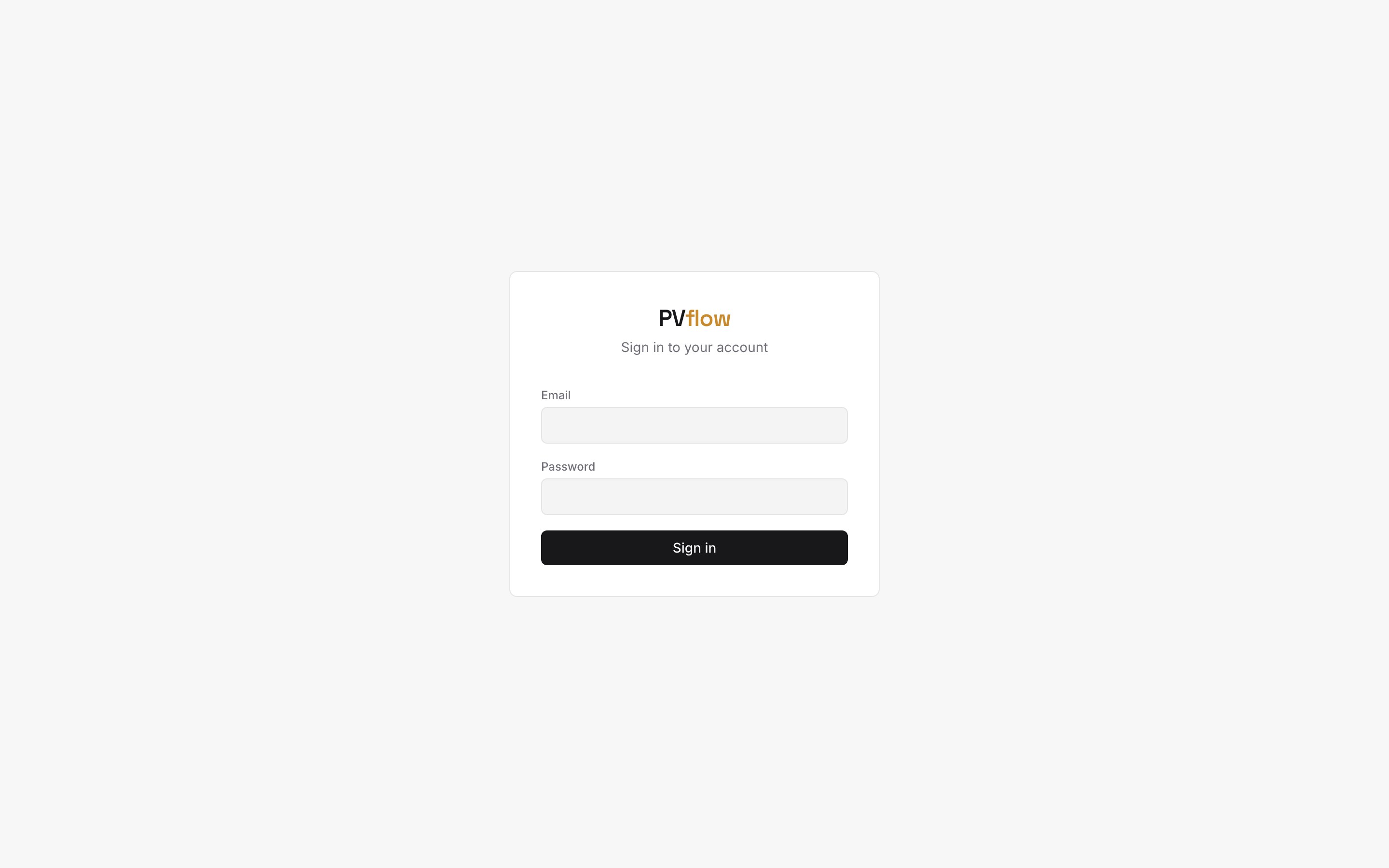 Halaman login PVflow